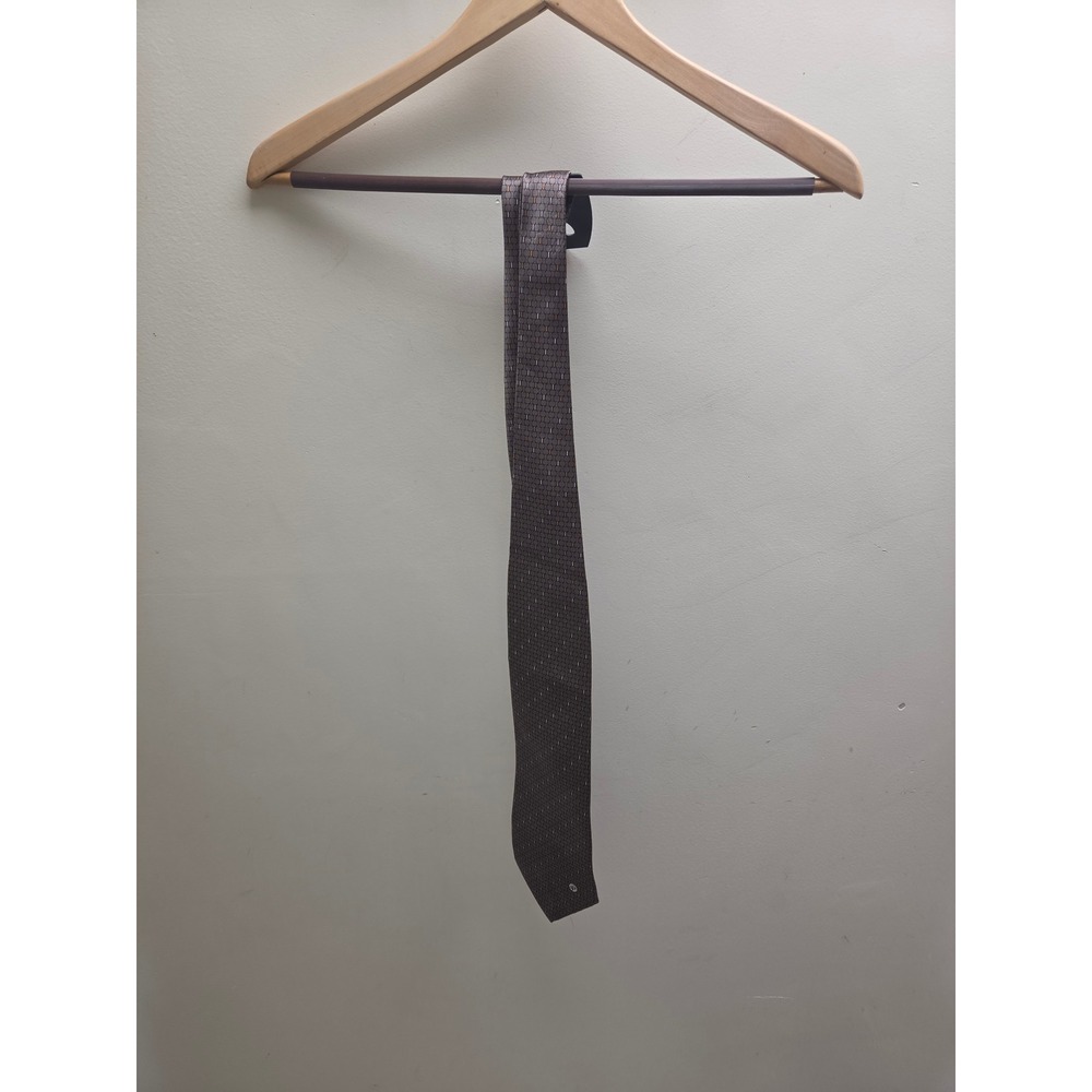 Versace Classic V2 Silk Tie Taupe Grey Geometric Chain‎ Link Made in Italy